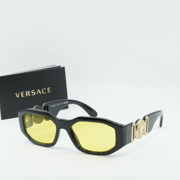 Versace VE4361 GB1/85 Oval Sunglasses – Solid Black/Yellow main image 7